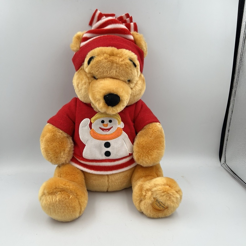 Vintage Disney Store Exclusive Winnie the Pooh Christmas Plush Snowman Sweater
